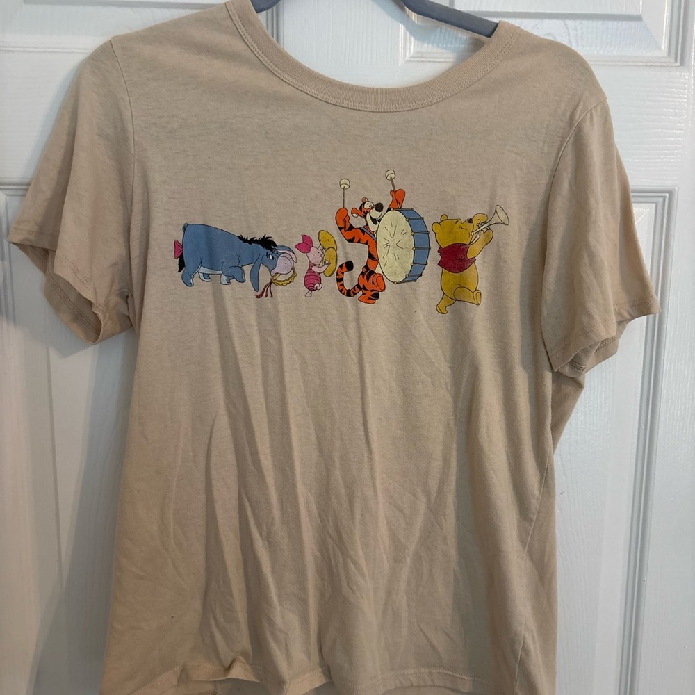 Disney Tan and Blue Short Sleeve Tee with Cartoon Design